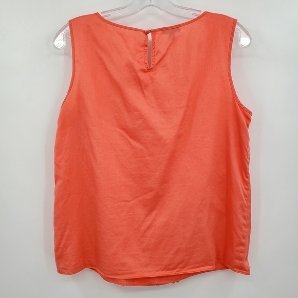 Talbots 100% Cotton Ruffle Front Coral Sleeveless Top - Picture 2 of 4
